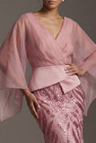 Robe de mère de la mariée à col en V à col en V et paillettes de la mariée