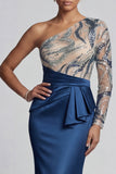 Robe sirène scintillante à une épaule à une épaule