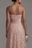 Robe de mère de mariée à la ligne A Strapless perlée