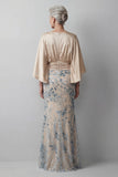 Robe de la mère de la mariée à manches longues en paillettes de champagne