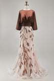 Robe de la mariée à manches café appliquée 3/4