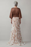 Robe de la mariée à manches café appliquée 3/4