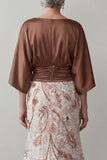 Robe de la mariée à manches café appliquée 3/4