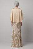 Robe de mère de mariée en champagne à paillettes et manches courtes