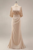 Robe de mère de la mariée en champagne scintillante Longue paillette Sequins de la mariée