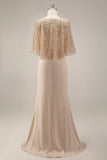 Robe de mère de la mariée en champagne scintillante Longue paillette Sequins de la mariée