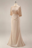 Robe de mère de la mariée en champagne scintillante Longue paillette Sequins de la mariée
