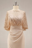 Robe de mère de la mariée en champagne scintillante Longue paillette Sequins de la mariée
