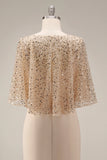 Robe de mère de la mariée en champagne scintillante Longue paillette Sequins de la mariée