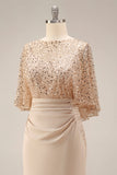 Robe de mère de la mariée en champagne scintillante Longue paillette Sequins de la mariée