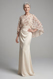 Robe longue de la mère de la mariée perlée en ivoire sirène