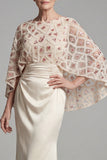 Robe longue de la mère de la mariée perlée en ivoire sirène
