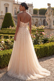 Corset Blush Halter Tulle Ligne A 3D Fleurs Long robe de bal avec fente