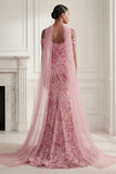 Robe de bal longue robe de bal longue en tulle sirène scintillante en tulle rose à épaules froides