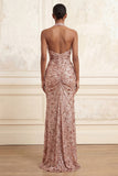 Robe de bal longue robe de bal à col nu à col hul à fête à la sirène à paillettes
