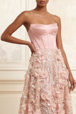 Corset bretellé Blush Strapless Sequins, robe de bal longue fleurie avec fleurs 3D