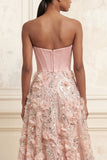 Corset bretellé Blush Strapless Sequins, robe de bal longue fleurie avec fleurs 3D