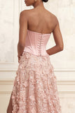 Corset sans bretelles Blush A-Line Sequins, taille basque longue robe de bal florale avec fente