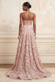 Corset sans bretelles Blush A-line, sequins, longue robe de bal appliquée avec fleurs 3D