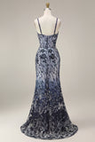 Robe longue de bal en broderie florale ombré à sequins avec châle en tulle