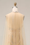 Robe de soirée longue en sirène à paillettes champagne en champagne scintillante