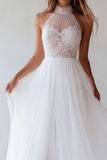 Robe de fiançailles en tulle froncé découpée en dos nus blancs avec dentelle