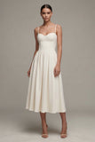 Robe de fiançailles Midi à bretelles blanches blanches