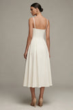 Robe de fiançailles Midi à bretelles blanches blanches