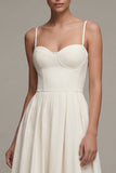 Robe de fiançailles Midi à bretelles blanches blanches