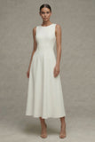 Robe de fiançailles blanche sans manches sans manches A Line