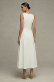 Robe de fiançailles blanche sans manches sans manches A Line