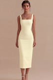 Robe de fiançailles Midi à col carré blanc en satin