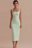 Robe de fiançailles Midi à col carré blanc en satin