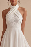 Dentelle en mousseline A Line Petite robe blanche