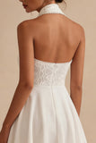Dentelle en mousseline A Line Petite robe blanche