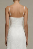 Robe de fiançailles Midi à bretelles blanches blanches en dentelle A Line