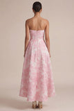 Robe de mariage Midi midi rose sans bretelles