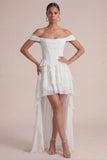 Robe de mariage corset rose à volants à volants dénudé