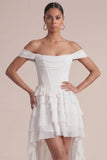 Robe de mariage corset rose à volants à volants dénudé