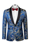 Costumes de bal Jacquard en châle noir 2 pièces à revers à un bouton, Jacquard