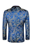 Costumes de bal Jacquard Jacquard à revers châle bleu à deux pièces