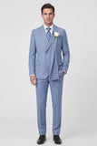 Costumes de mariage deux pièces à revers à revers en châle bleu clair