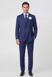 Costumes de mariage deux pièces à revers à revers en châle bleu clair