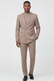 Costumes de cérémonie double croisée beige pour hommes