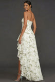 Robe de mariage de mariage verte à volants hauts bas