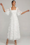 Robe de fiançailles Midi à paillettes blanches à la ligne A