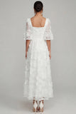 Robe de fiançailles Midi à paillettes blanches à la ligne A