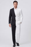 Costumes formels pour hommes à boutonnage simple à revers noirs et blancs