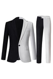 Costumes formels pour hommes à boutonnage simple à revers noirs et blancs