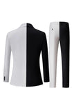 Costumes formels pour hommes à boutonnage simple à revers noirs et blancs